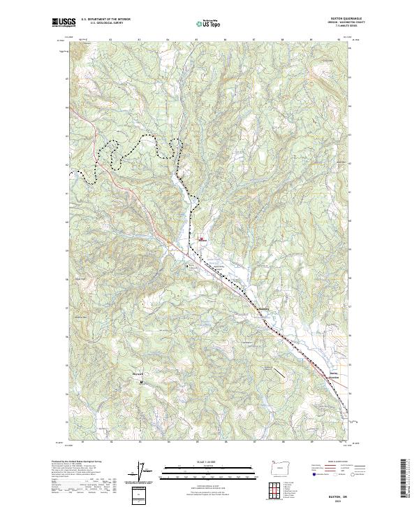 Buxton, OR — USGS 7.5-minute topo (2023)