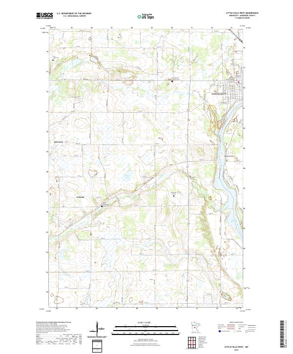 Little Falls West, MN — USGS 7.5-minute topo (2022)