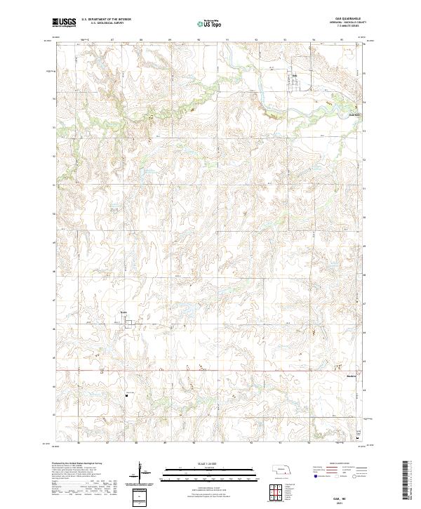 Oak, NE — USGS 7.5-minute topo (2021)