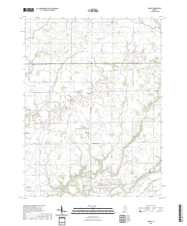 Omega, IN — USGS 7.5-minute topo (2022)
