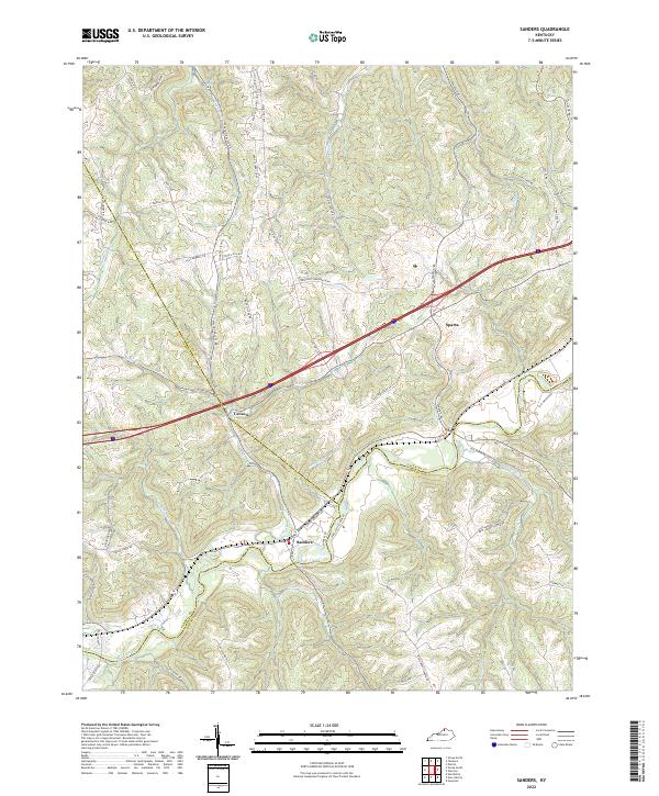 Sanders, KY — USGS 7.5-minute topo (2022)