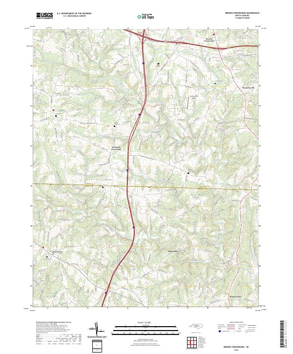 Brooks Crossroads, NC — USGS 7.5-minute topo (2022)