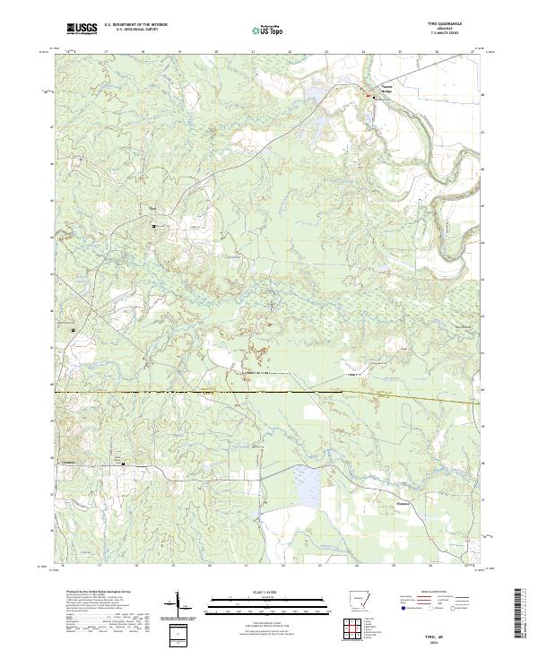 Tyro, AR — USGS 7.5-minute topo (2024)