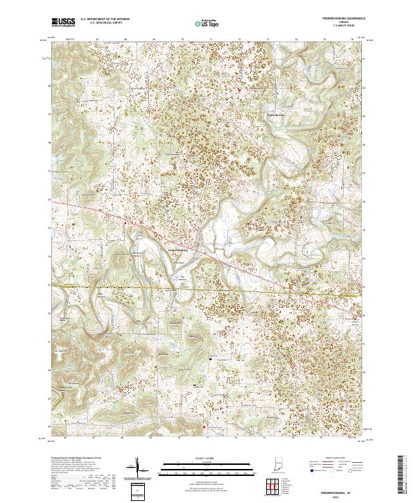 Fredericksburg, IN — USGS 7.5-minute topo (2022)