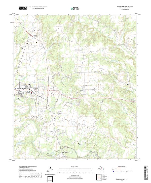 Gatesville East, TX — USGS 7.5-minute topo (2022)