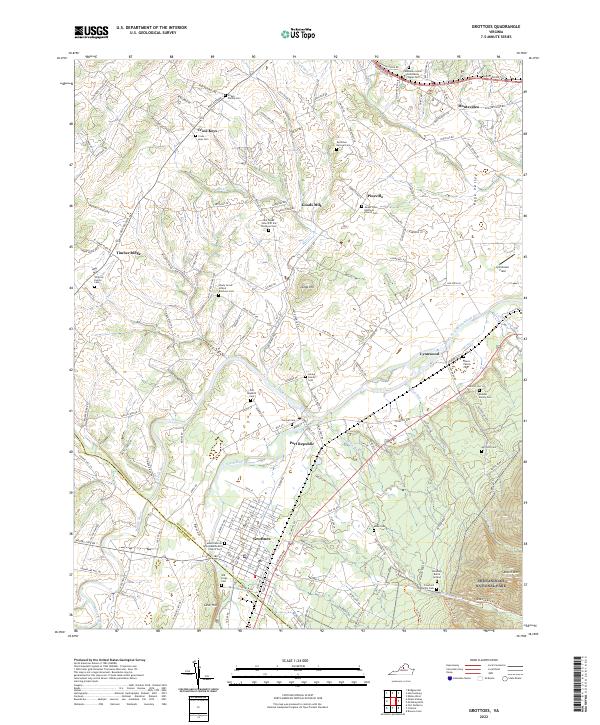 Grottoes, VA — USGS 7.5-minute topo (2022)