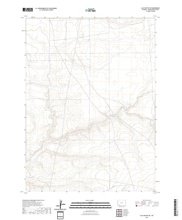 Clay Buttes SW, WY — USGS 7.5-minute topo (2021)