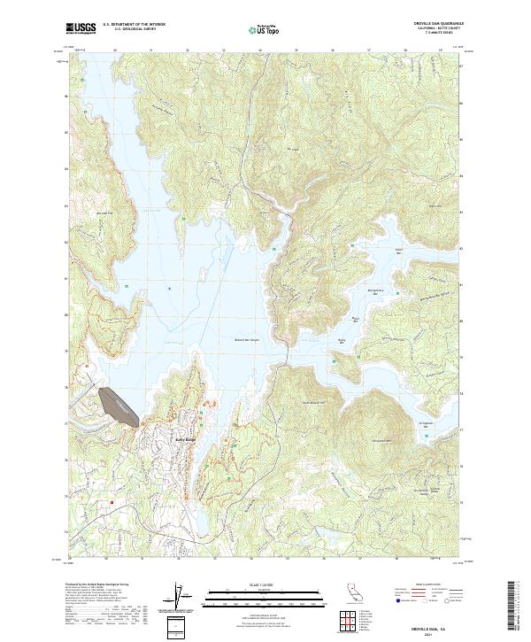 Oroville Dam, CA — USGS 7.5-minute topo (2021)