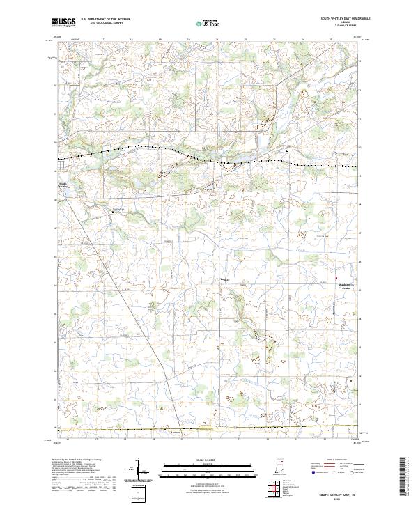 South Whitley East, IN — USGS 7.5-minute topo (2022)