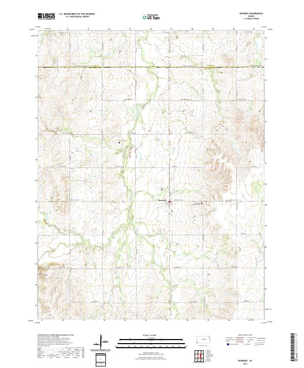 Roxbury, KS — USGS 7.5-minute topo (2022)