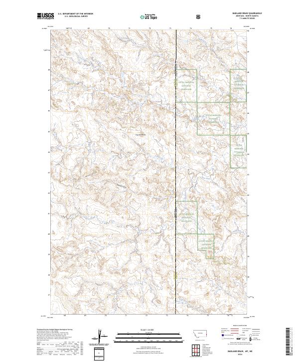 Badland Draw, MT-ND — USGS 7.5-minute topo (2024)