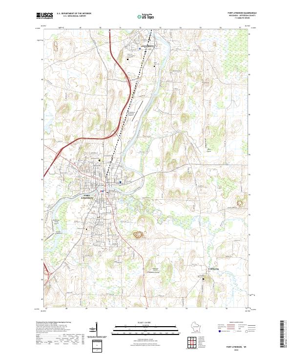 Fort Atkinson, WI — USGS 7.5-minute topo (2022)