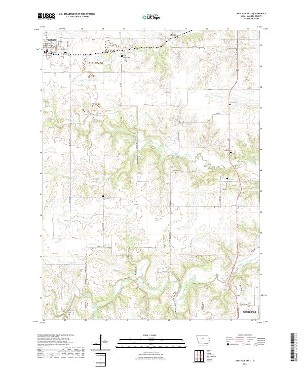 Earlham East, IA — USGS 7.5-minute topo (2022)