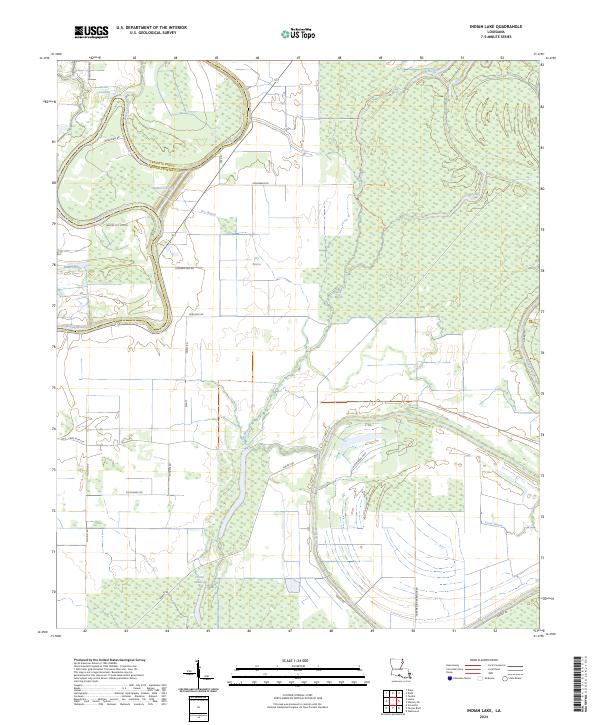 Indian Lake, LA — USGS 7.5-minute topo (2024)