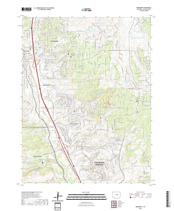 Monument, CO — USGS 7.5-minute topo (2022)