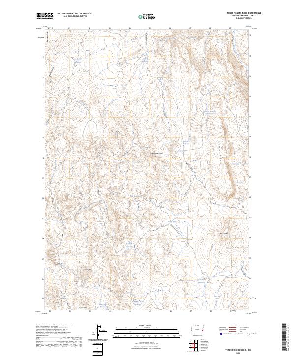 Three Fingers Rock, OR — USGS 7.5-minute topo (2023)