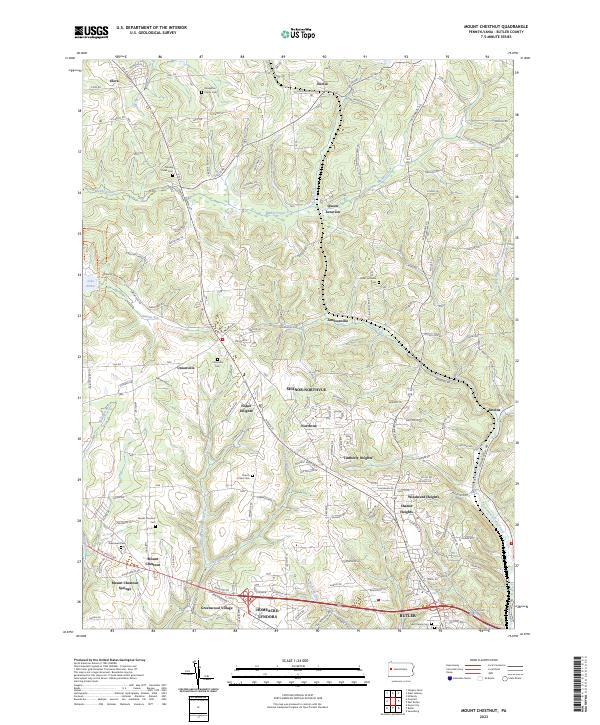 Mount Chestnut, PA — USGS 7.5-minute topo (2023)
