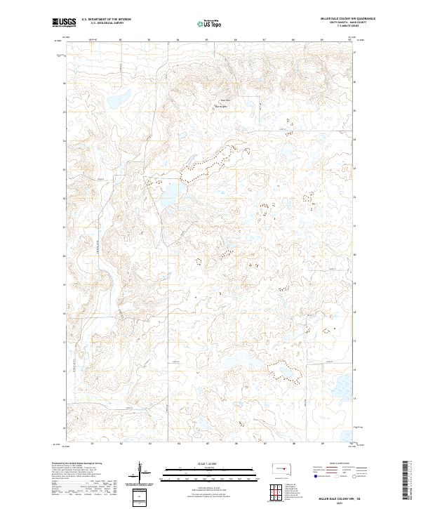 Miller Dale Colony NW, SD — USGS 7.5-minute topo (2021)