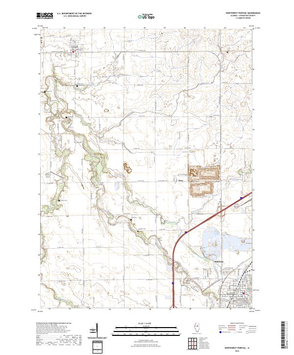 Northwest Pontiac, IL — USGS 7.5-minute topo (2024)