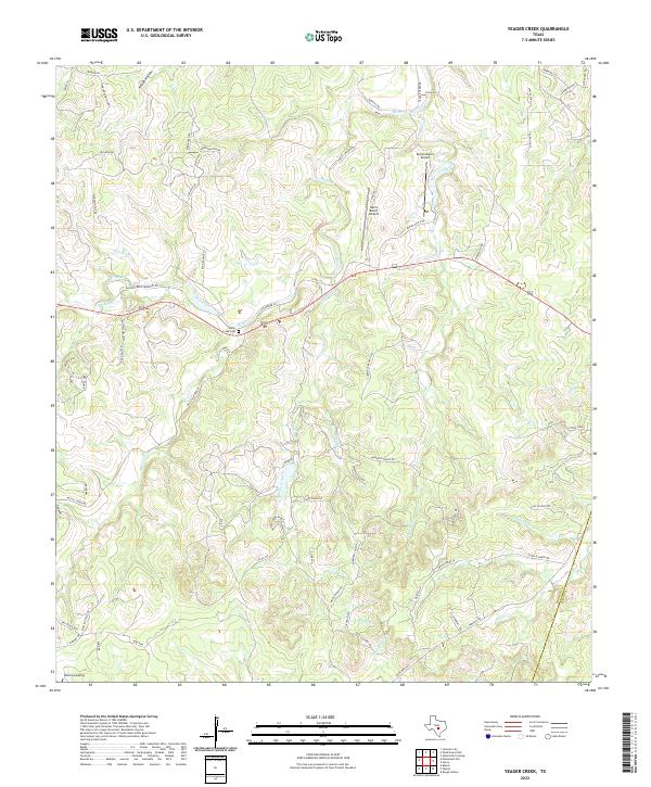 Yeager Creek, TX — USGS 7.5-minute topo (2022)