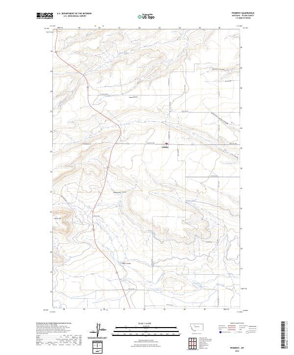 Pendroy, MT — USGS 7.5-minute topo (2024)