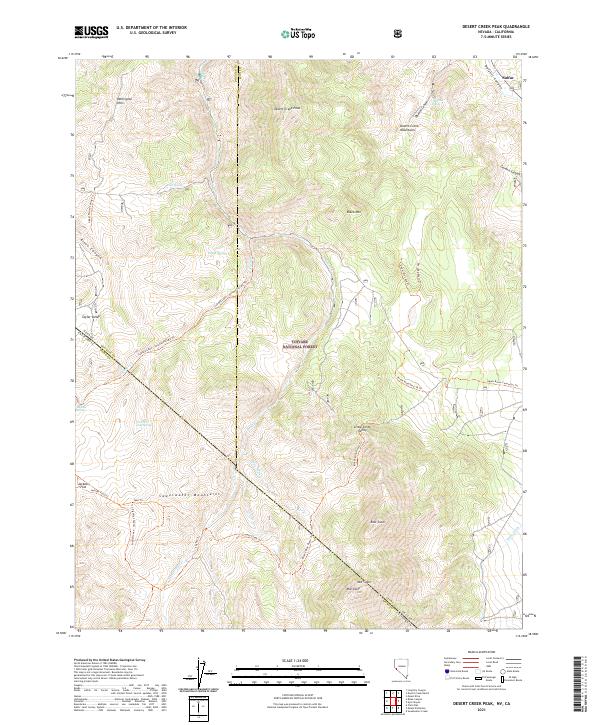 Desert Creek Peak, NV-CA — USGS 7.5-minute topo (2021)