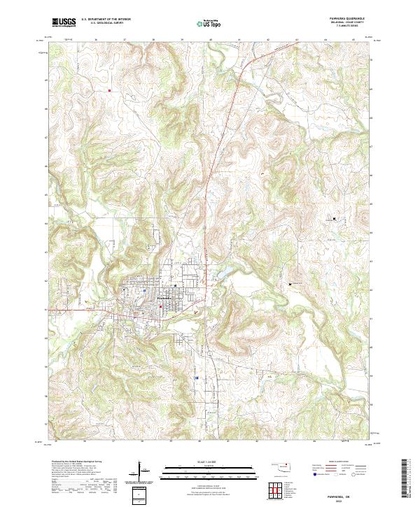 Pawhuska, OK — USGS 7.5-minute topo (2022)