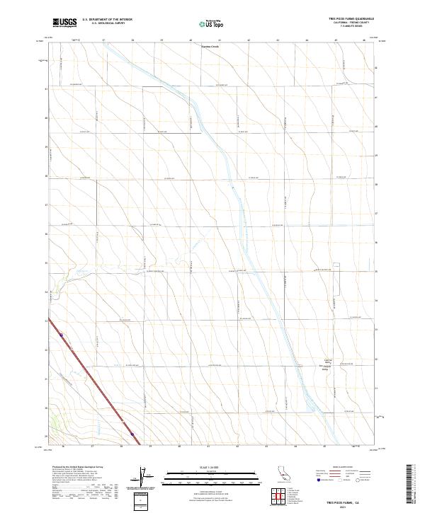 Tres Picos Farms, CA — USGS 7.5-minute topo (2021)