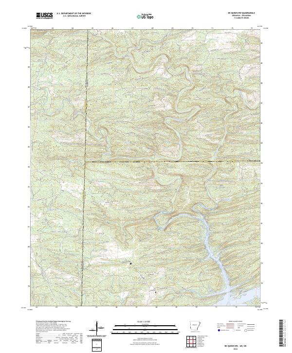 De Queen NW, AR-OK — USGS 7.5-minute topo (2024)