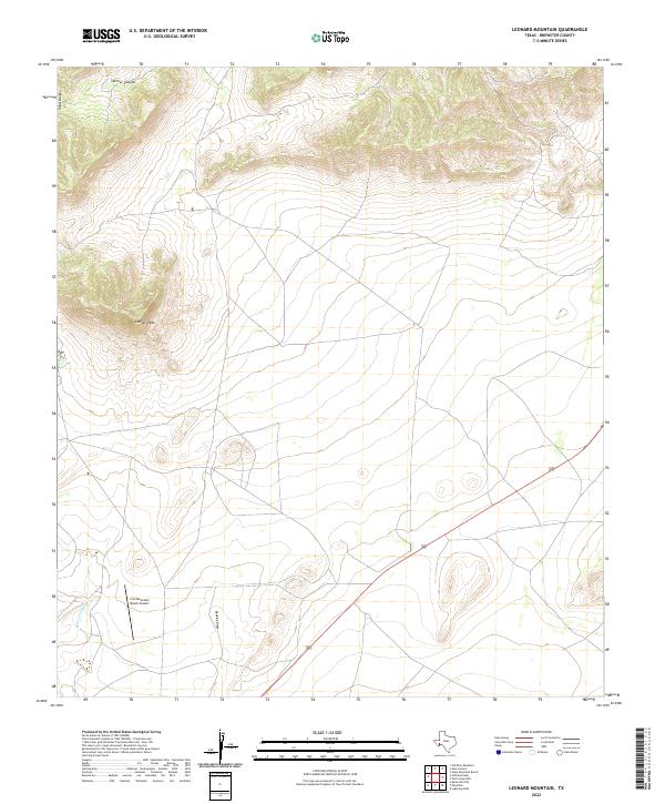 Leonard Mountain, TX — USGS 7.5-minute topo (2022)