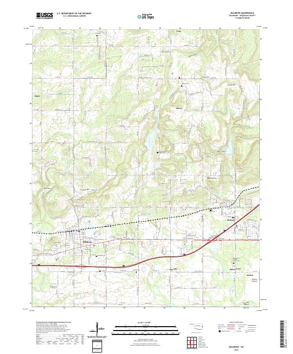 Muldrow, OK — USGS 7.5-minute topo (2022)