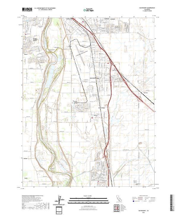 Olivehurst, CA — USGS 7.5-minute topo (2021)