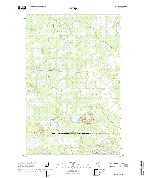 Deer Lake NE, MN — USGS 7.5-minute topo (2022)