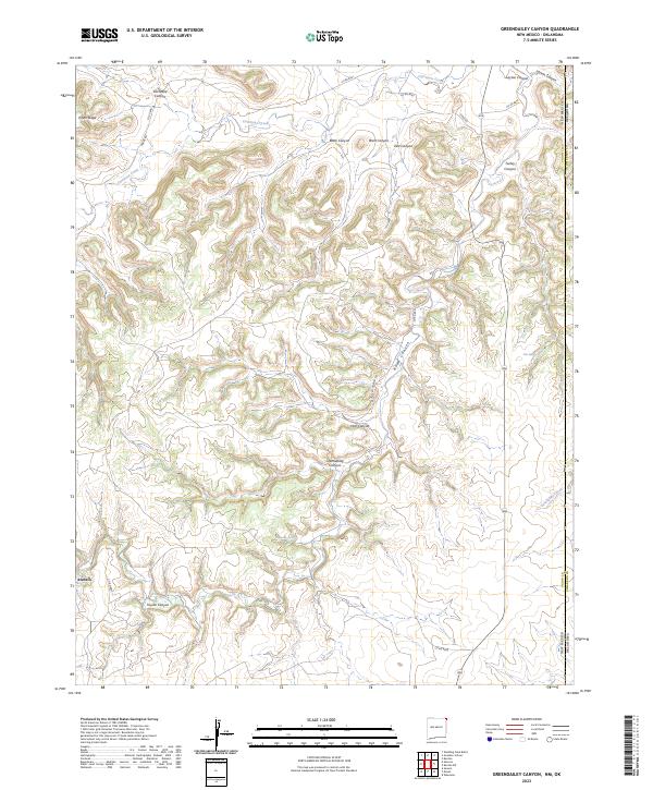 Greendailey Canyon, NM-OK — USGS 7.5-minute topo (2023)