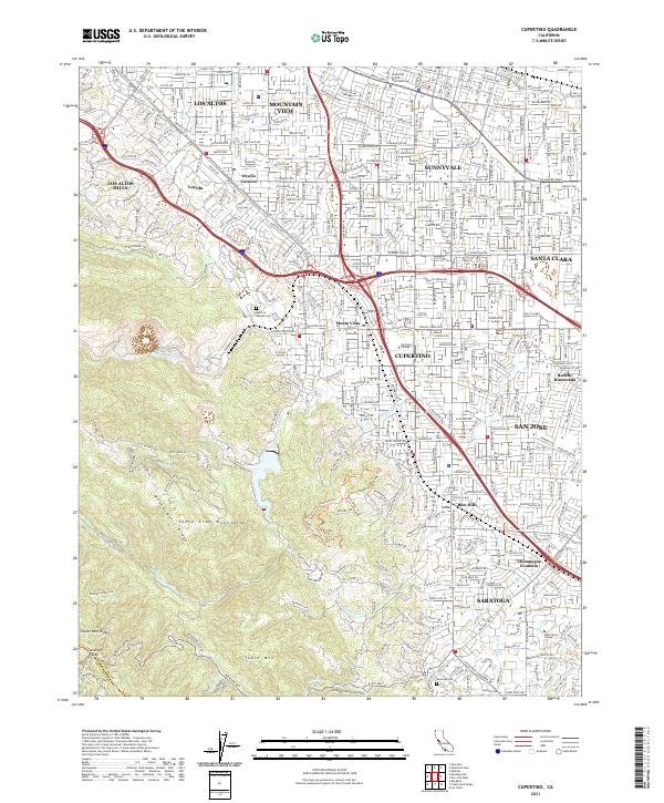Cupertino, CA — USGS 7.5-minute topo (2021)