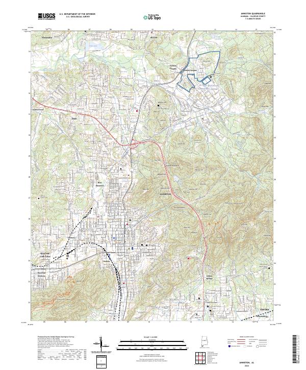 Anniston, AL — USGS 7.5-minute topo (2024)