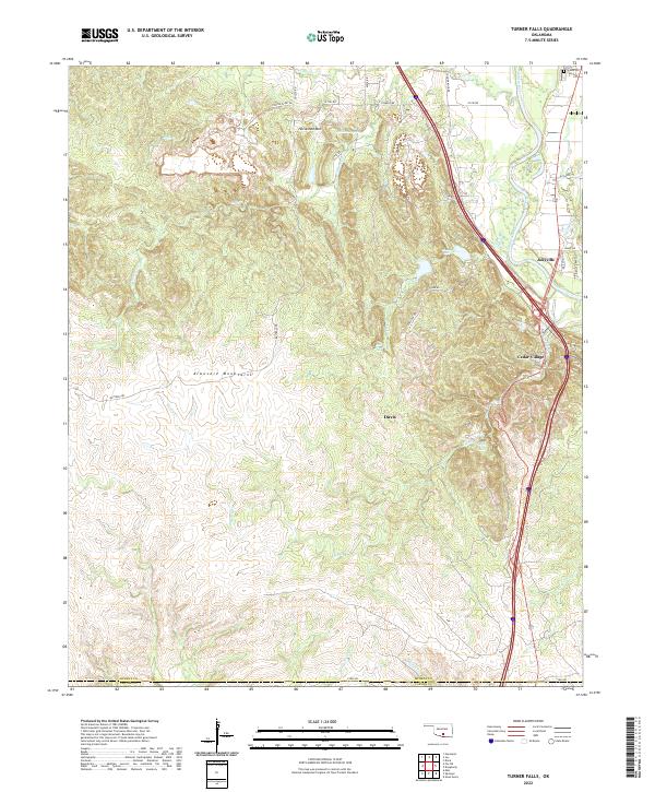 Turner Falls, OK — USGS 7.5-minute topo (2022)