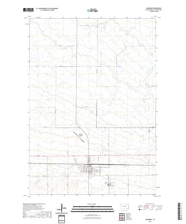 Highmore, SD — USGS 7.5-minute topo (2021)