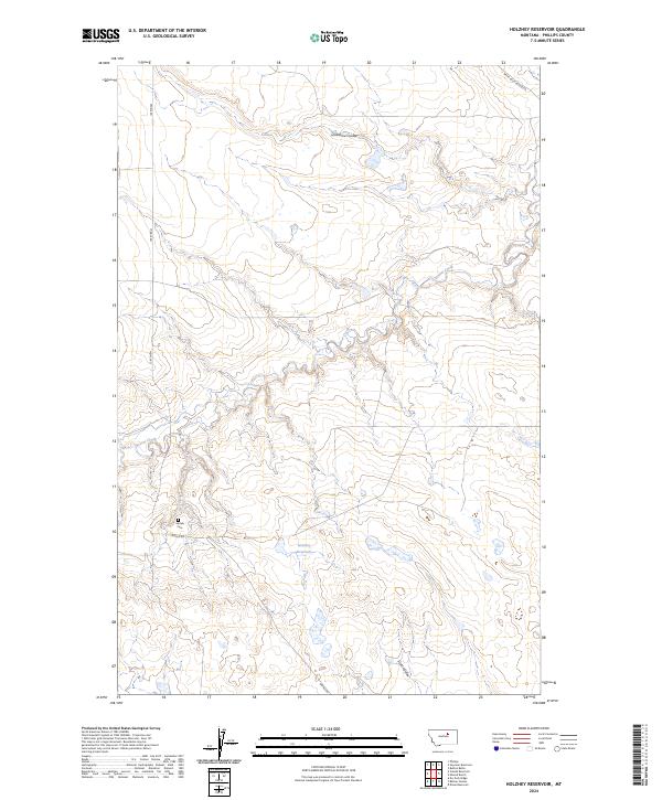 Holzhey Reservoir, MT — USGS 7.5-minute topo (2024)