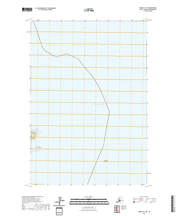Kodiak D-1 NW, AK — USGS 7.5-minute topo (2021)