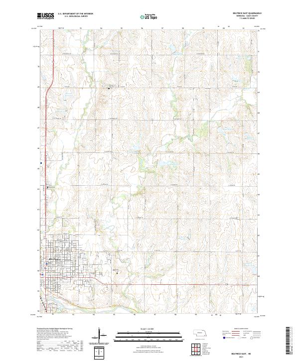 Beatrice East, NE — USGS 7.5-minute topo (2021)