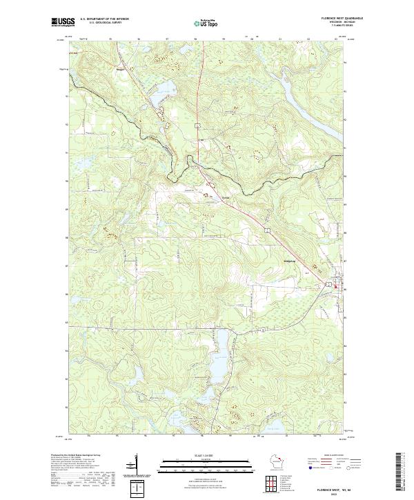 Florence West, WI-MI — USGS 7.5-minute topo (2022)