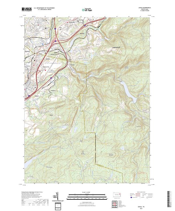 Avoca, PA — USGS 7.5-minute topo (2023)