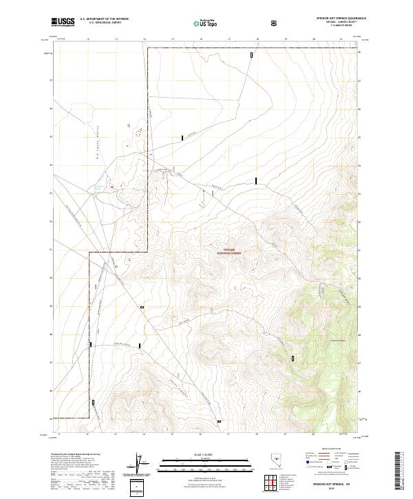 Spencer Hot Springs, NV — USGS 7.5-minute topo (2021)