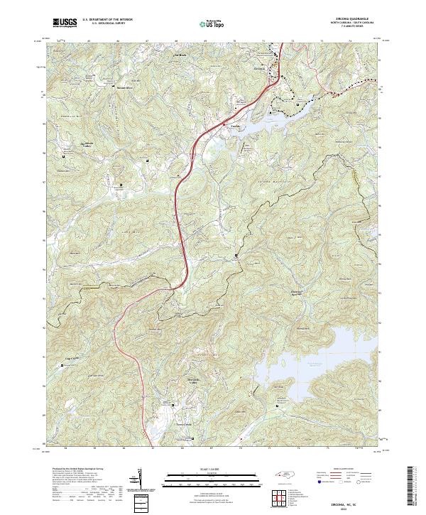 Zirconia, NC-SC — USGS 7.5-minute topo (2022)