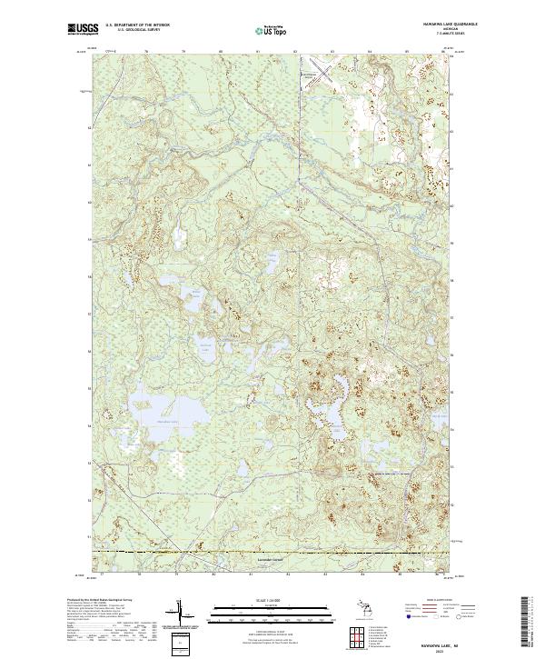 Nawakwa Lake, MI — USGS 7.5-minute topo (2023)