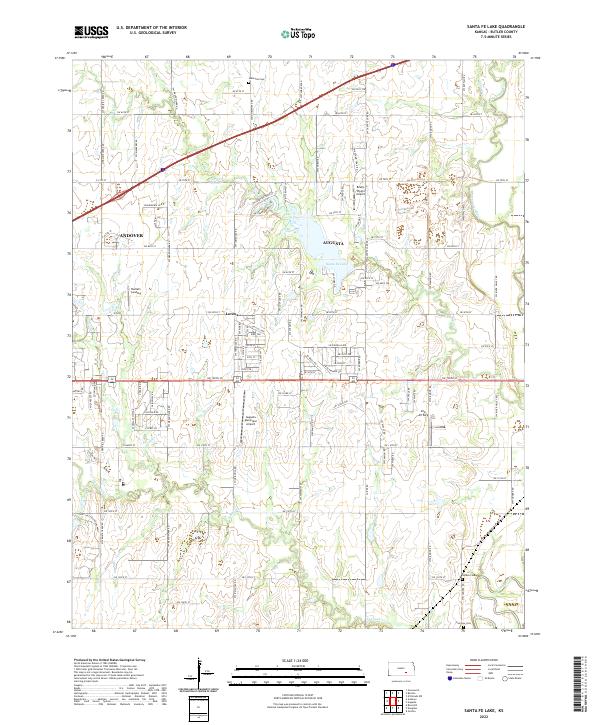 Santa Fe Lake, KS — USGS 7.5-minute topo (2022)