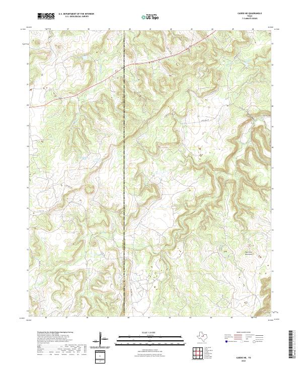 Caddo NE, TX — USGS 7.5-minute topo (2022)