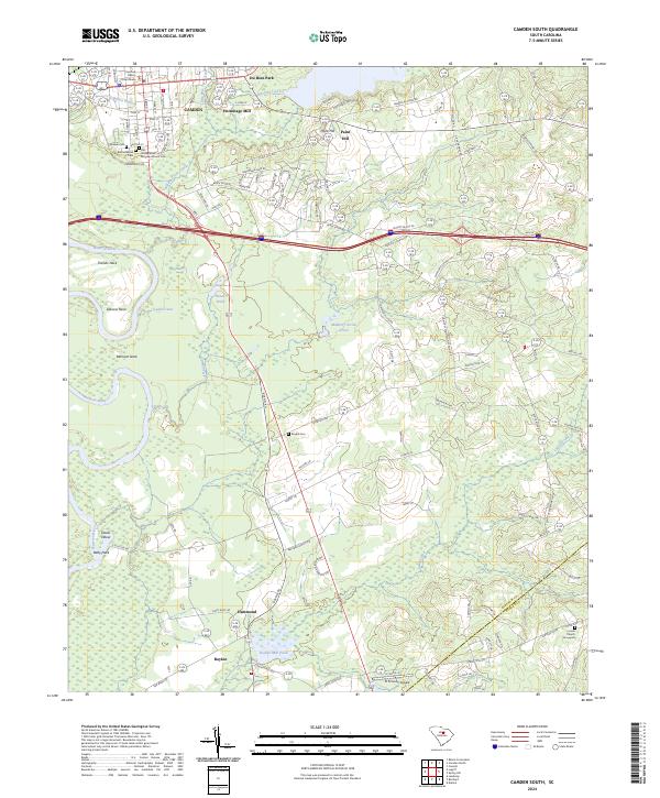 Camden South, SC — USGS 7.5-minute topo (2024)