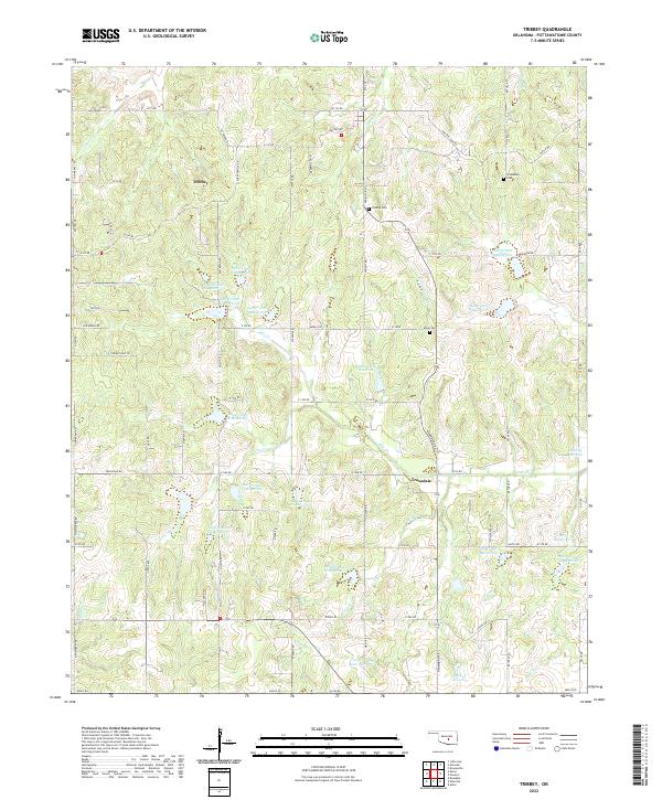 Tribbey, OK — USGS 7.5-minute topo (2022)